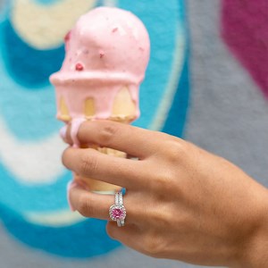 The Halo Pink Sapphire Engagement Ring - Modern Gents