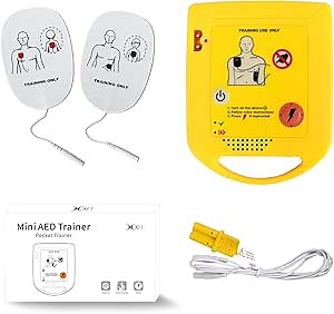 Mini AED Trainer Set, AED Training Device English Language Voice Prompts First Aid Train Machine for Automated External Defibrillator Trainee Student XFT-D0009