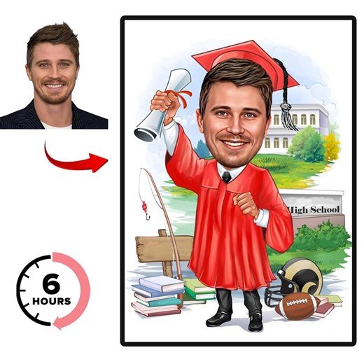 Custom Graduation Cartoon Portrait, Graduation Portrait, Graduation Gift, Graduation Cartoon, Graduation Caricature, Caricature From Photo - Etsy