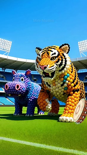 Hippo vs Tiger: Cute Animals in a Fun Fight
