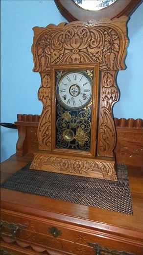 Wm. L. Gilbert "Authors No. 162" Gingerbread Clock with alarm #gingerbread #alarm