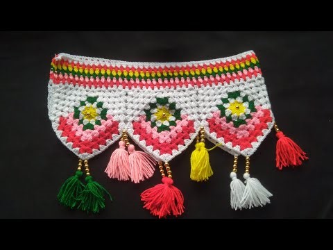 Flowers design woolen toran design #तोरण #diy #howtomakewoolenflower