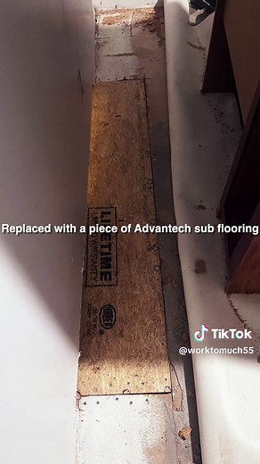 Replace subdloor up under a wall… #rottingfloor #subflooring #subfloor #waterdamage #mobilehomerepair