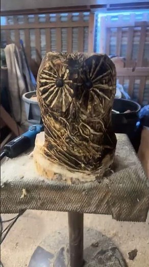 Chainsaw, carving owl to whittling owl ￼
