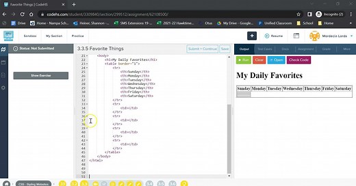 CodeHs Web Unit 3.3.5 Favorite things