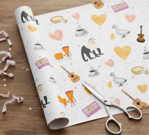 Retro 90s Seamless Wrapping Paper Pattern With Coffee, Pizza & Retro Icons - Etsy