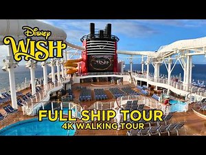 Disney Wish Full Ship Tour 4K | Walking Tour of all Decks, Dining, Lounges, Kids Clubs & More