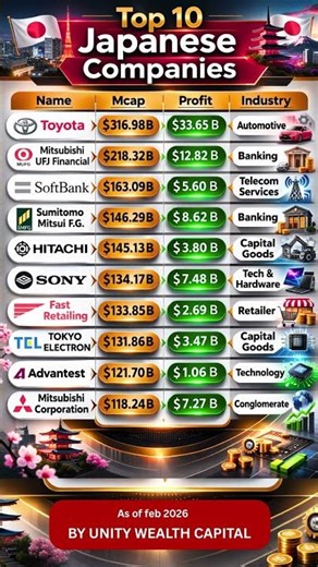 Top 10 Japanese companies #finance #youtube #shorts