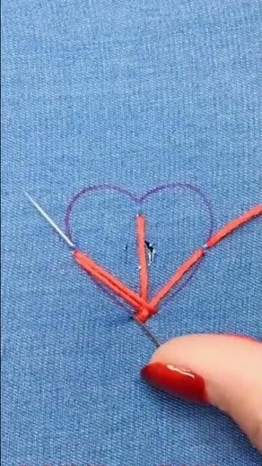 How to Embroider a Heart to Cover a Hole on Jeans Heart embroidery stitch #embroidery #sewing #hacks