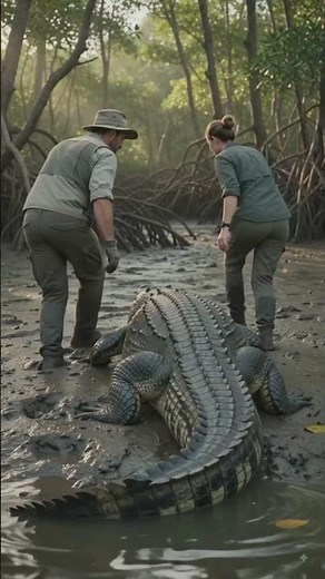 🐊 Tiny Camera on a Saltwater Crocodile! | Secret Underwater World Revealed #shortvideo #shortsfeed