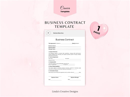 Editable Business Contract Template, Small Biz Service Agreement (canva PDF File) - Etsy
