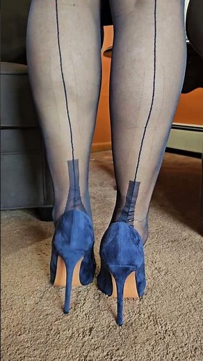 Navy blue fully fashioned stockings and heels