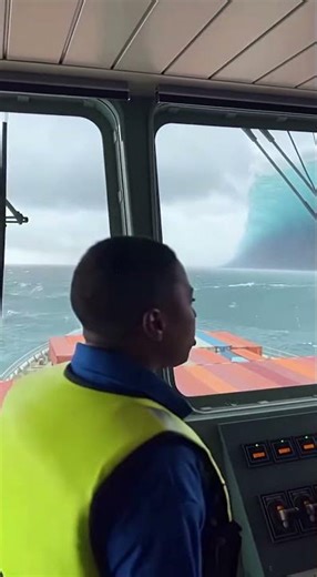 Massive Rogue Wave Smashes Into The Bridge Of This Container Ship