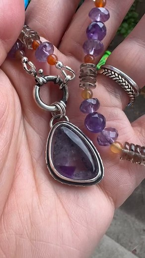 I love the open back in this, the pendant can be taken off to use on a chain, or yiu can add your favorite other charms to this, ir wear it as a gemstone necklace with no pendant, they really are so versatile! #gemstonejewelry #finejewelry #sterling #silversmith #christmasgifts #giftsforher | Dolce Art Jewelry