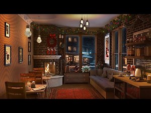 Winter Night Jazz - Cozy Coffee Shop Ambience with Relaxing Jazz Music and Fireplace Sounds