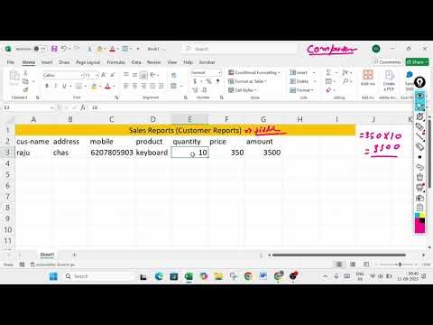 class 2 sales report basic in excel