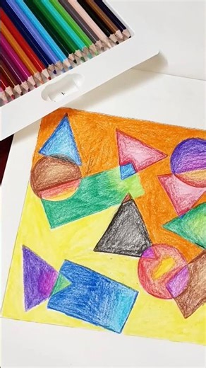 An Abstract Art Using Only Shapes ✔️ | Easy for kids | ‪@craftycanvas15‬