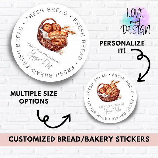 Custom Bread Baked Goods Labels Custom Stickers Made With Love Bakery Home Baking Business Labels Breadmaking Gift Stickers Handmade - Etsy
