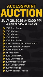 🚨 ACCESSPOINT AUCTION ALERT 🚨 The list just dropped ‼️ These vehicles are ready to roll and we’re still adding more daily. Dealer & public welcome — don’t wait until they gone! Tap in now before your car ends up in somebody else’s driveway. 📍Detroit | 🚗 Real Deals | 🔑 Real Inventory 📅 Auction: July 26 @ 12 PM 👀 Preview starts at 11 AM 📲 DM for early info or questions #AccesspointAuction #DetroitHustle #CarDeals #DetroitAutoAuction #KeysAndTitles #BuySellDrive #Keloyay #projectpacino | Ac