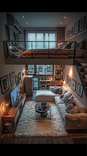 Modern Industrial Loft Apartment with Cozy Vibes and Stunning Urban View