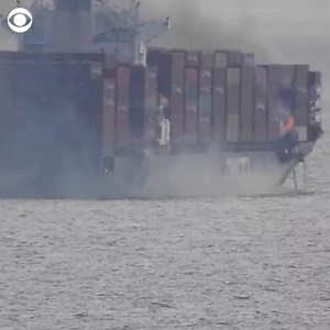 19K views · 185 reactions | The Canadian Coast Guard said they evacuated 16 people from a container ship near Victoria, British Columbia, after a fire broke out aboard the ship on Saturday. At least 10 containers on the ship caught fire, officials said. | CBS News | Facebook