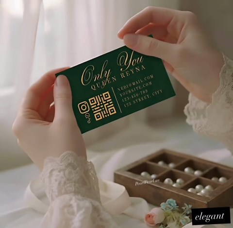 Luxury Business Card Template Canva QR Code, Vintage Old Money Aesthetic Green Dark Cards Editable - Etsy