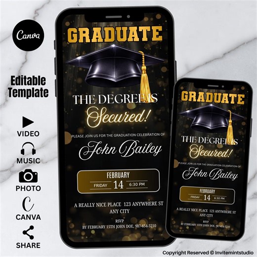 Graduation Party Invitation, Digital Class off 2026 Grad Ceremony Invite, Perfect Grad Template for Boys and Girls, Canva Digital Download - Etsy UK