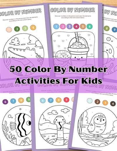 50 Color by Number Worksheets for Kids | Printable Classroom Coloring Activities | Teacher Resource - Etsy UK