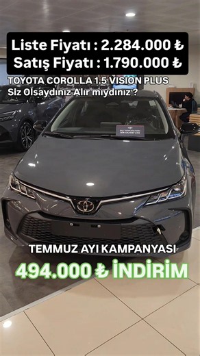 TOYOTA COROLLA 1.5 VISION PLUS #reels #kampanya #keşfet #toyota #corolla