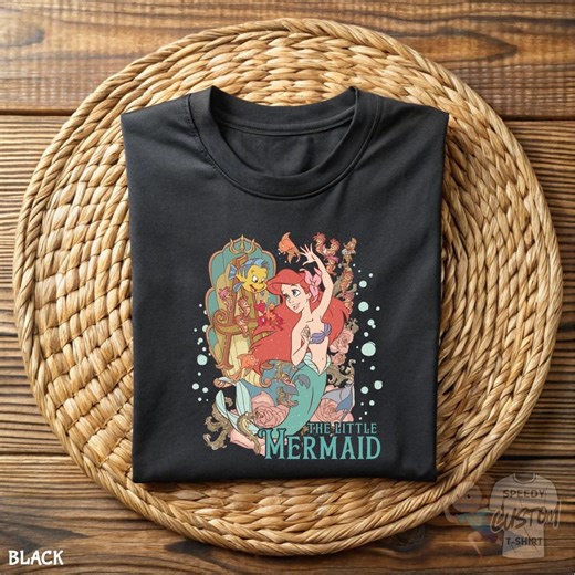 The Little Mermaid Shirt, Vintage Ariel and Flounder Tee, Retro Disney Princess Tshirt, Cute Mermaid Graphic Top, Classic Animation Wear - Etsy