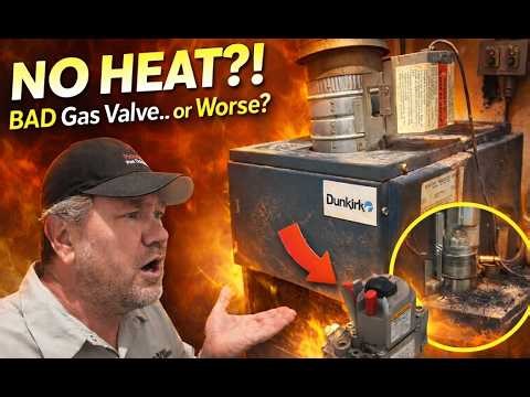 No Heat Dunkirk Gas Boiler - Bad Gas Valve & Vent Damper Service Call by Local Plumber Mike Diack