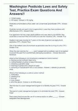 Washington Pesticide Laws And Safety Test Practice Exam Questions And Answers video