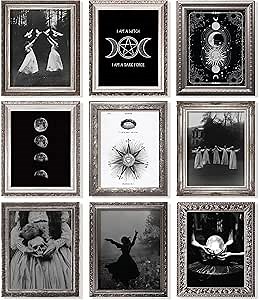 97 Decor Witchy Home Decor - Gothic Bedroom Wall Art, Horror Goth Room Aesthetic, Halloween Witchy Wall Art Prints, Creepy Dark Posters (8x10 Unframed)