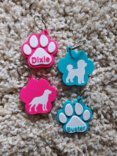 Custom Paw Print Keychain - 3D Printed Personalised Pet Gift for Dog Lovers - Etsy UK