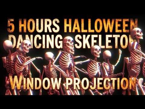 5 Hours Halloween Dancing Skeleton Window Projection
