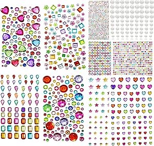 2774PCS Gem Stickers, Self Adhesive Gems for Crafts, Acrylic Bling Heart Sticker, Jewel Stickers Crafts self Adhesive, Assorted Shapes Jewels Rhinestones Sticker, Craft Supplies for Kids