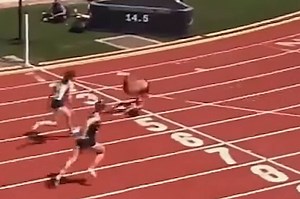 Video shows Oregon teen track star trip, somersault over finish line to win 1st place