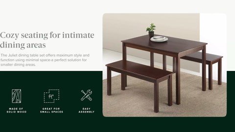 ZINUS Juliet Espresso Wood Dining Table, Table Only, 45 in x 28 in x 29 in