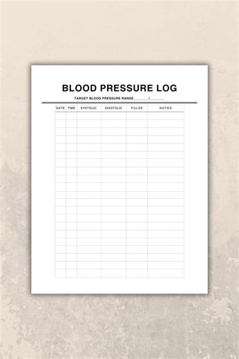 Blood Pressure Log Printable – Blood Pressure Tracker – BP Monitoring Sheet – Daily BP Log – Instant Download – 8.5x11 & 8x10 - Etsy