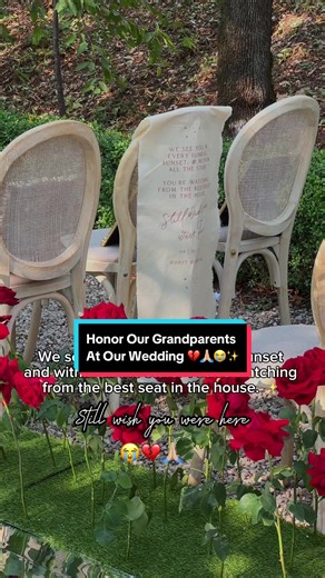 This was something I decided to do at my wedding since I was 15 years old and lost both of my grandparents 🙏🏼😭💔 I always knew they’d have a special and important place somewhere in my wedding and truthfully putting them in the front row was the best and most heartfelt decision I made. 🙏🏼✨ I think of them every single day since the day the left earth over 2 decades ago. I knew they are there in spirit regardless but I really wanted that at the ceremony when I’m looking out into the crowd of