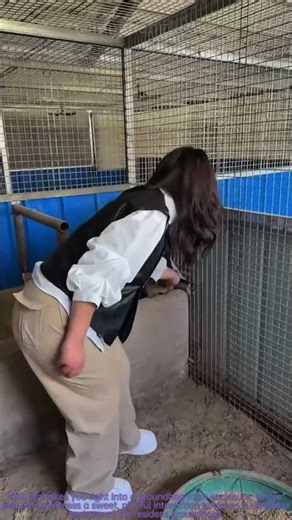 Adorable farm groundhog interacting with caretaker