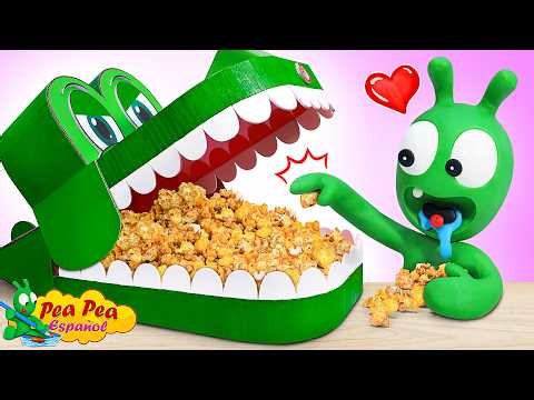 Pea Pea Juega con Palomitas y el Juguete de Cocodrilo🍿🐊 Dibujos Animados para Niños
