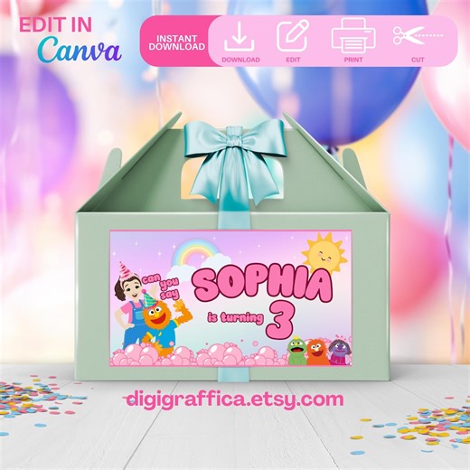 Ms. Rachel Party Favor Box Template: Editable Treat Box (digital Download) - Etsy