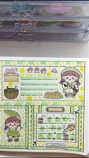 🌷 Journal Ideas 💚 Sticker Journaling #asmr #sticker #journal #journaling #diy #stickerjournal #art