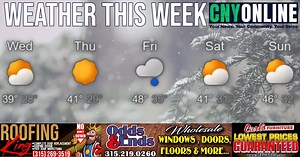 1.1K views · 29 shares | Stay prepared & informed by checking the latest weather updates daily. ☀️⛈️❄️  Get your FREE forecast here: https://www.cnyonline.com/weather | CNY Online News | Facebook