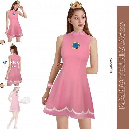 Princess Peach Tennis Dress Cosplay for Mario Tennis Aces