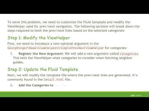 How to Limit Prev/Next Links in TYPO3 tx_news by Categories