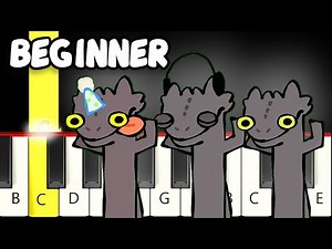 Toothless Dancing - Almost Only White Keys - Fast and Slow (Easy) Piano Tutorial - Beginner
