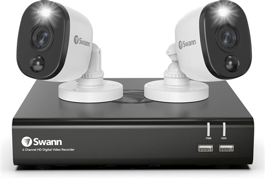 Swann 1080P Video 4 Channel DVR Security Camera System, 1TB Hard Drive, 2 Indoor/Outdoor Cameras, Wired CCTV Surveillance, 24/7 Recording Security Camera