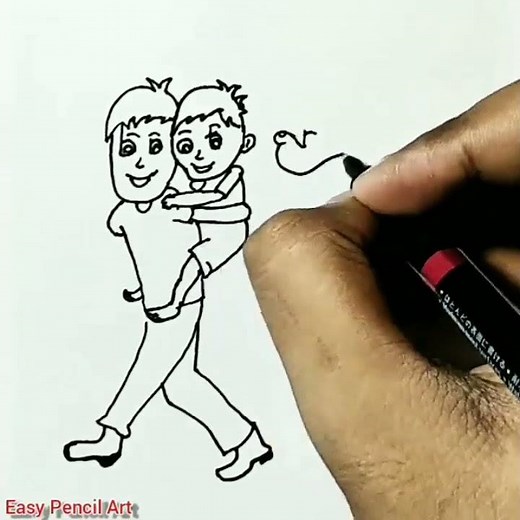 How To Draw Brother Drawing With Letters Very Easy | Brother's Day | Brothers birthday Drawing